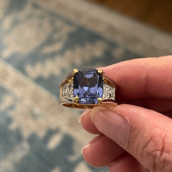 Lab sapphire doublet gold vermeil ring - Picture 11 of 15